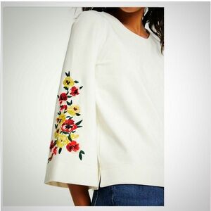Anne Taylor Embroidered Bell Sleeve Top
